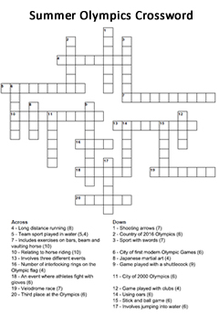 An Olympic themed crossword to enjoy!