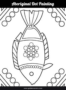 Aboriginal dot painting template for colouring.