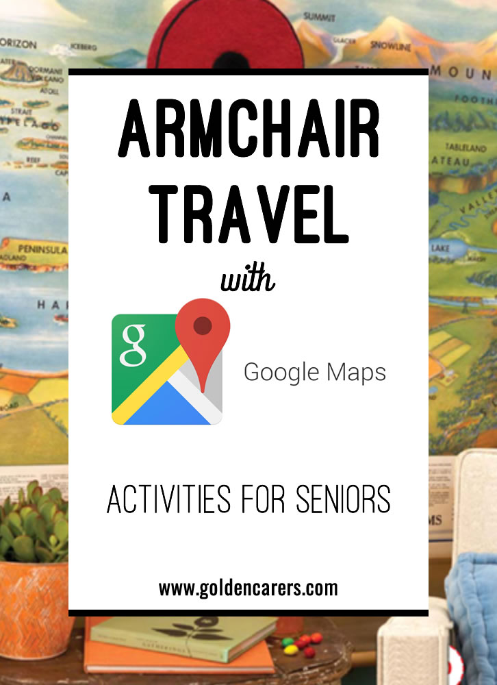 Use Google Maps and the Street View option to take your resident's back to their original homes or on tours of famous World landmarks!  It's almost standing room only as residents are now bringing in their children's addresses along, staff are also showing us their abodes.