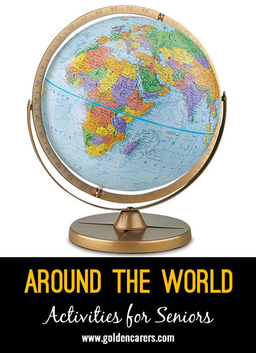 This is a wonderful interactive armchair travel activity for residents of all capabilities and great for one-on-ones or group sessions. Using a world globe and your ipad you can transport someone to another Country, talk about their culture, food, economy, music, lifestyle, dress, traditions, famous places, famous people, etc. It really is endless what you can discuss in these sessions.