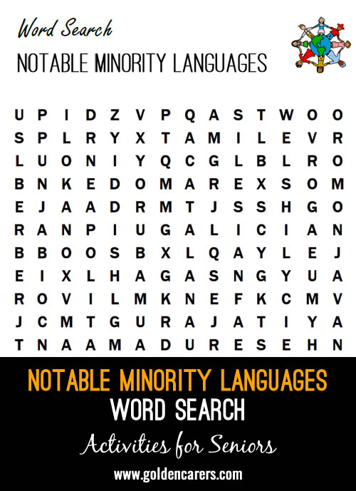 Here is a Word Search of Minority Languages to help celebrate International Mother Language Day.
