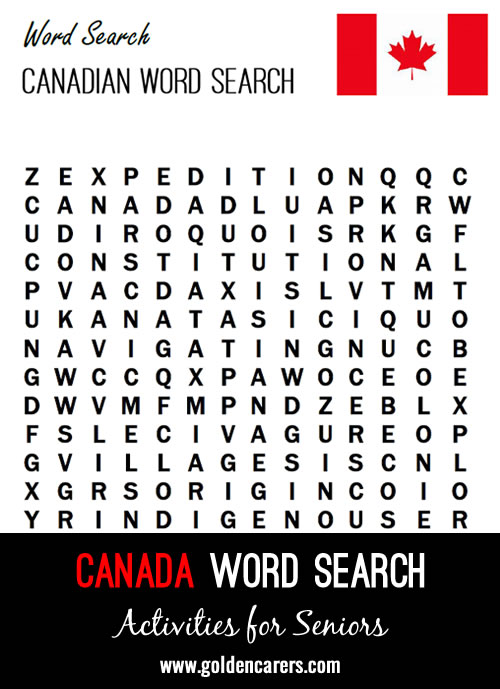 Learn about Canada as you complete this word search!