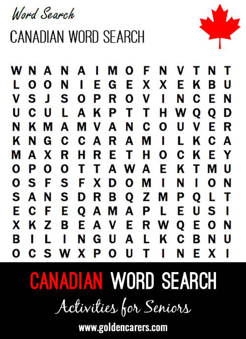 A word search including some Canadian slang and explanations.