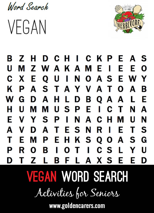 A vegan-themed word finder to enjoy on World Vegan Day!