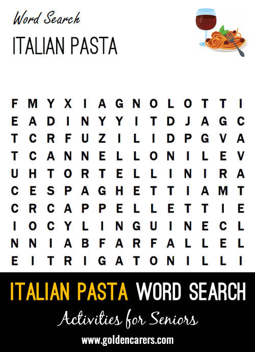 An Italian pasta themed word search!