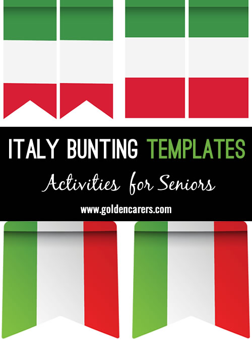 3 x bunting templates for decoration in the colors of the Italian flag!