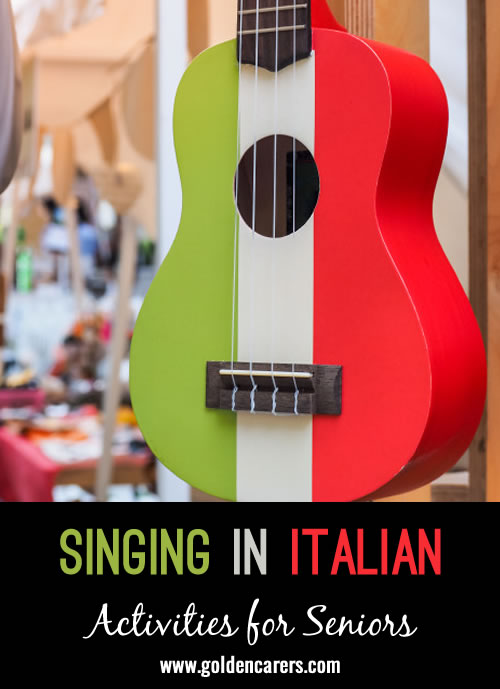 Be adventurous! Try to find an Italian friend or acquaintance to rehearse with you and residents and assist with pronunciation. Rehearsals will bring a lot of laughter.
