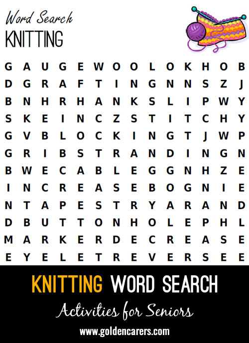 Here is a knitting-themed word search to enjoy!