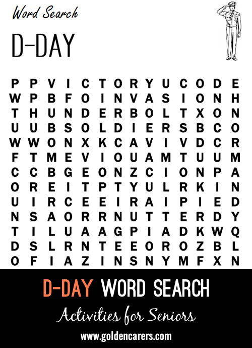 A D-Day themed word finder to commemorate the Allied invasion of Normandy in World War II.