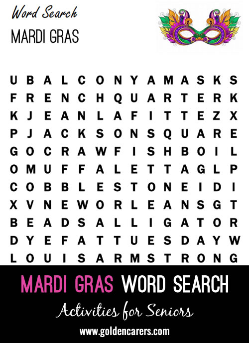 Mardi Gras word searches to enjoy! Two levels provided.