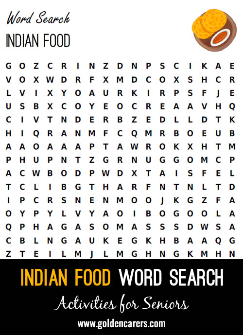 An Indian food themed word finder to enjoy!