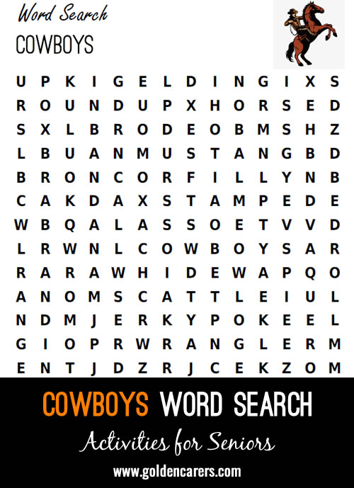 A cowboy themed wordsearch to enjoy!