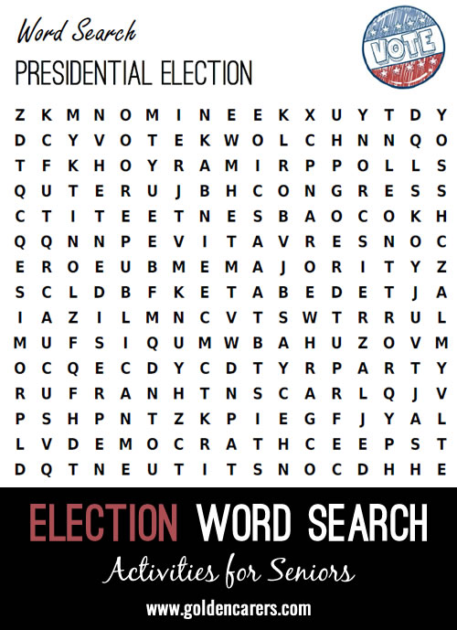 A presidential election themed word search!
