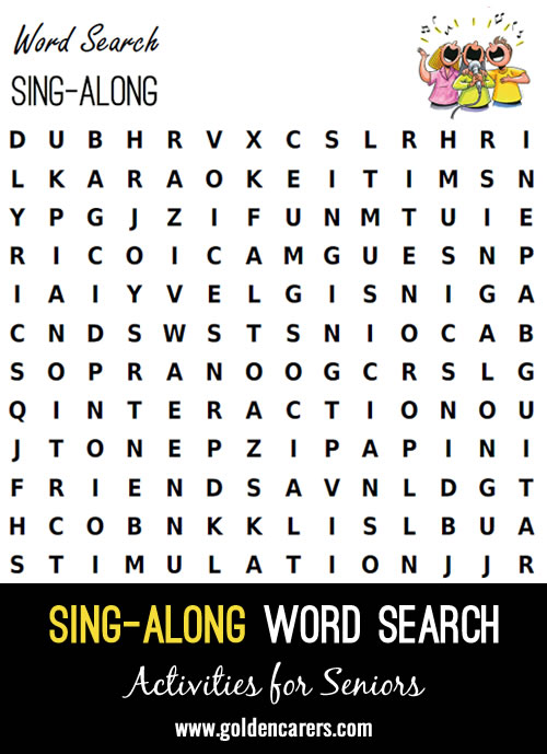 Here is a singalong inspired word search to share!
