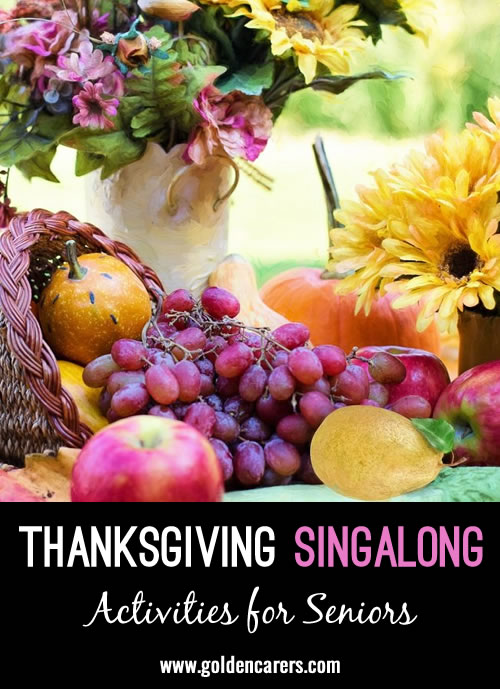Here is another fun songwriting activity you can do with your groups for Thanksgiving. My Thanksgiving Foods (to tune of 