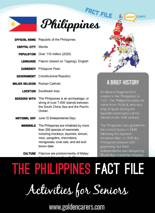An attractive one-page fact file all about the Philippines. Print, distribute and discuss!