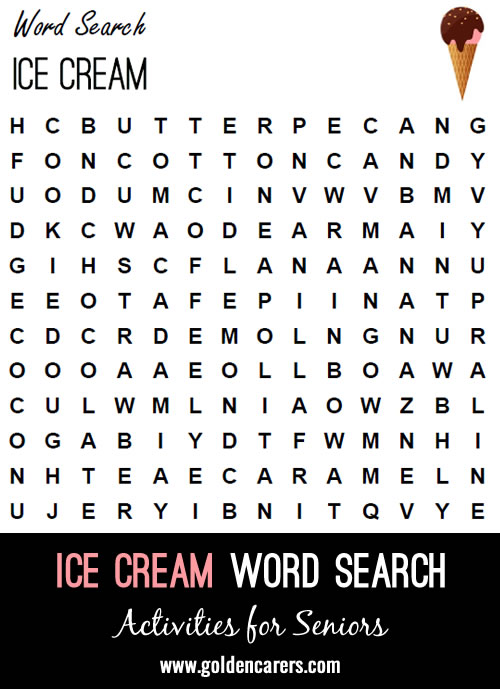I scream, you scream, we all scream for ice cream! See if you can find your favorite flavor in the word finder. 