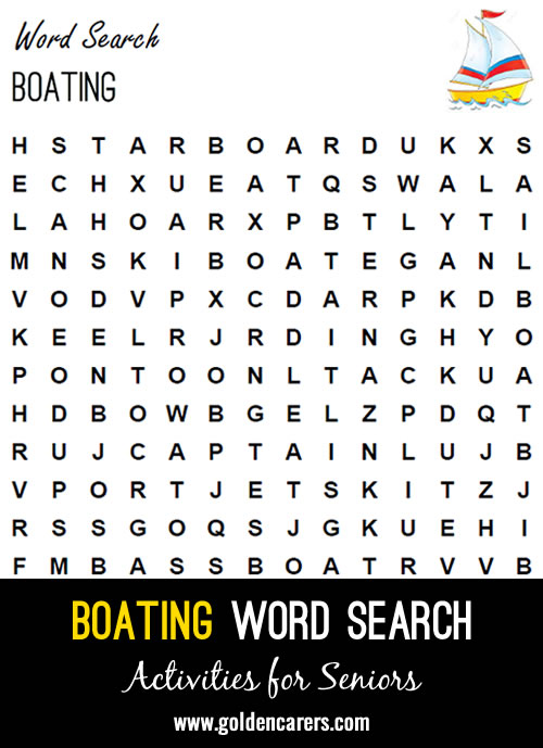 A boat-themed word finder to enjoy!