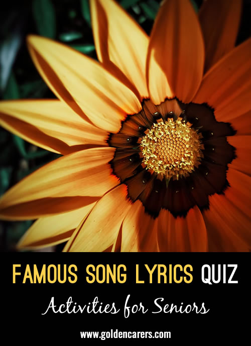 Lyrics from famous songs are given - in what song would you find these lyrics?