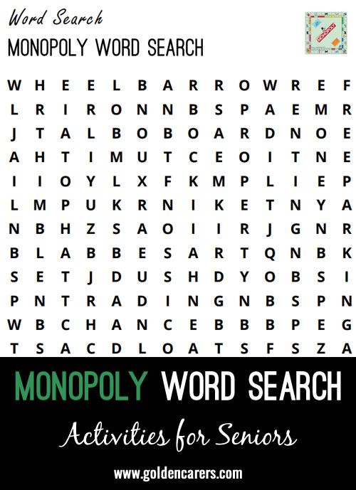 Here is a monopoly word search to enjoy!