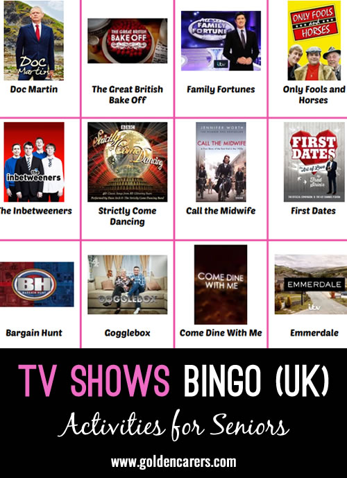 Here is a UK tv show-themed bingo to enjoy!