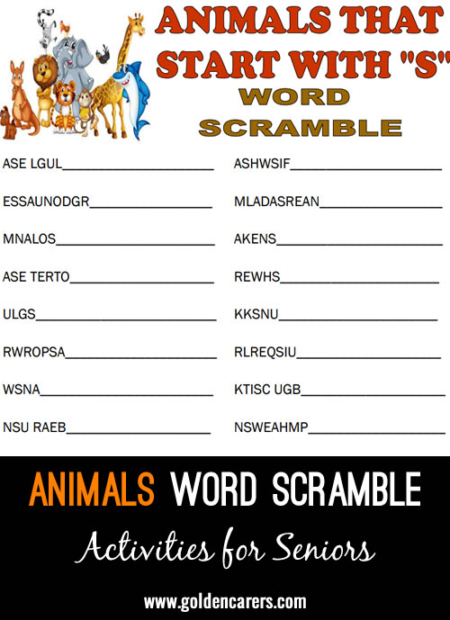 Animals That Start With S Word Scramble