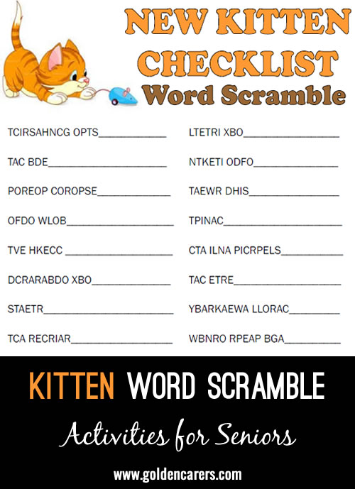 New Kitten Word Scramble