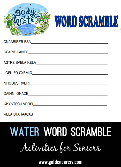 Bodies of Water Word Scramble