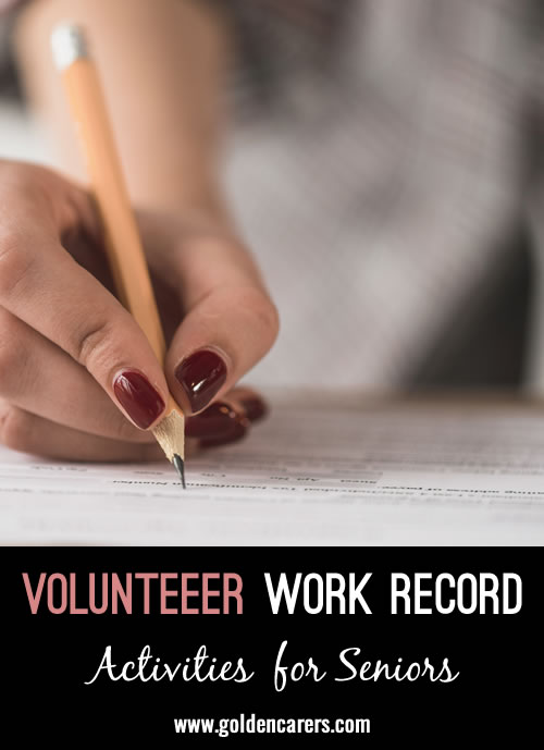 All volunteers need to keep record of their hours. Here is a simple editable form that facilitates the process.
