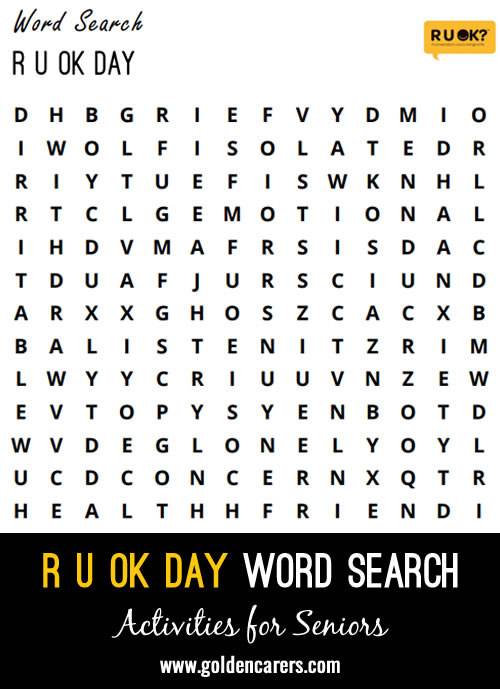 A word search for R U OK day in Australia.