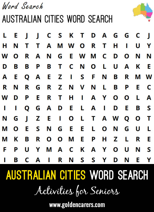An Australian cities themed word finder!