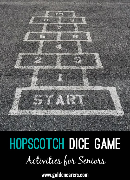 By rolling the dice and moving their pawn, be the first player to “hop” up the numbers on the game board and then “hop” back down the numbers on the game board. 