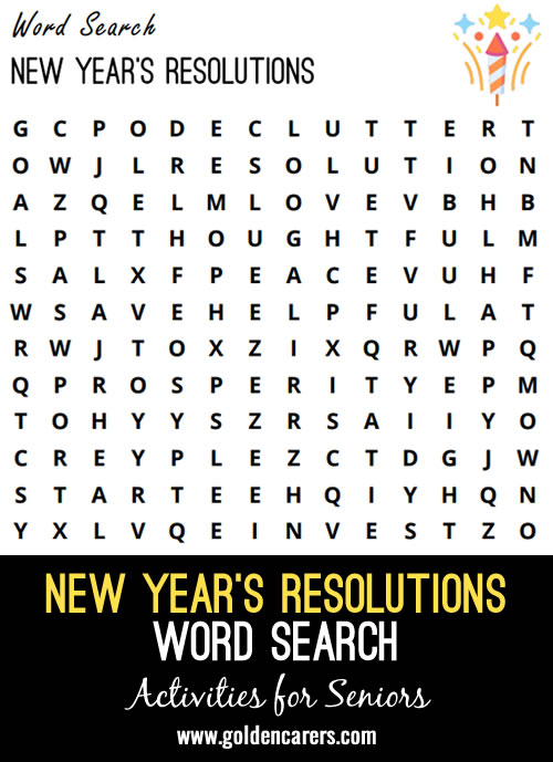 Here is a New Year's Resolutions Word Search to en joy!