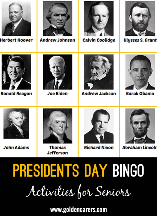 Here is a presidents of the United States bingo game!