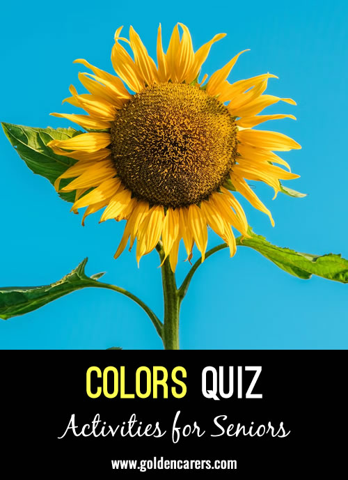 The answers to these questions are all colors!