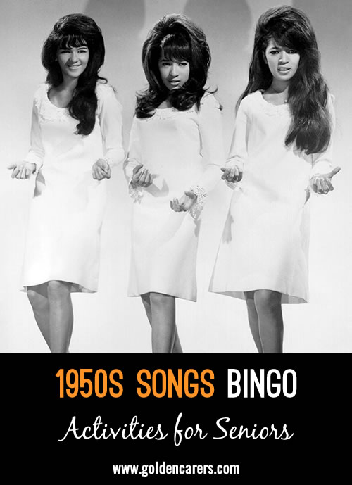 Here is a bingo game with 1950s songs, including a youtube playlist!