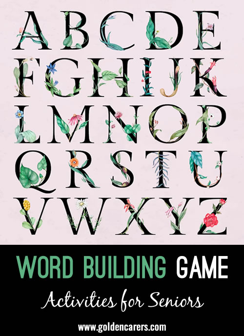 This game can be played by individuals or in groups. Make as many words as possible from the letters of the words provided.