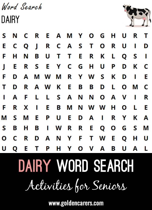 A dairy-themed word search to enjoy!