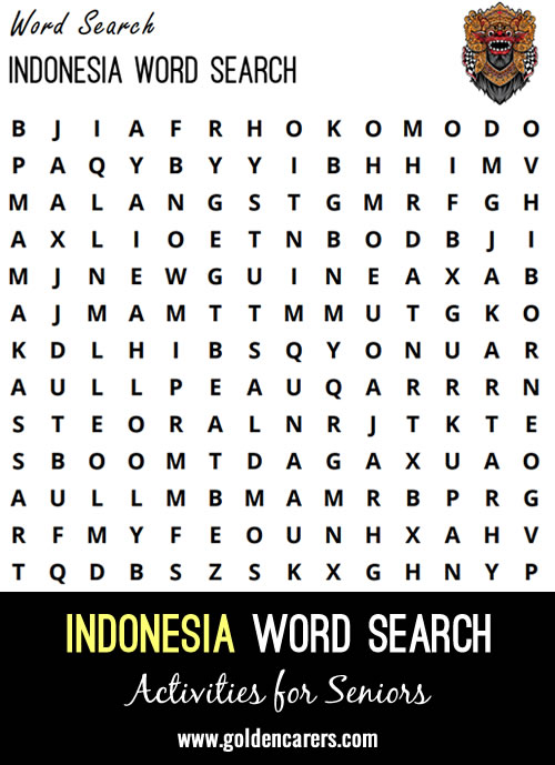 An Indonesian-themed word search to enjoy!