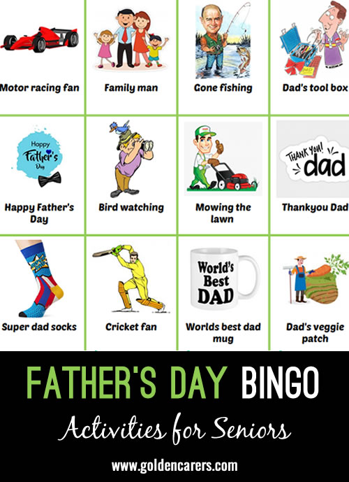 A father's day themed bingo to enjoy!
