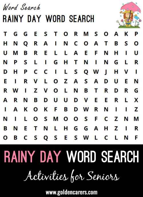 A rainy day word search to enjoy!