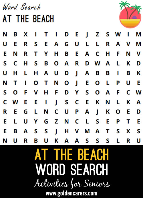 A beach-themed word search to enjoy!