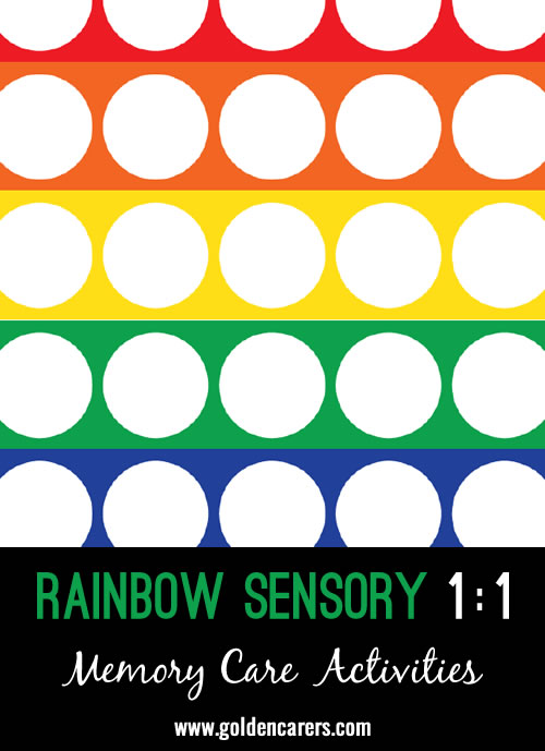 Print out the Rainbow Sensory Dots Worksheet. Laminate if you prefer. er.