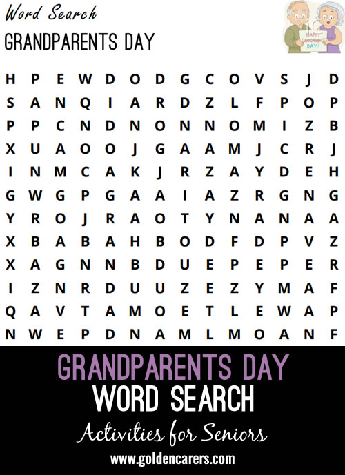 Here is a grandparent's-themed crossword to enjoy!