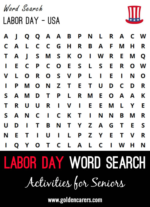 Here is a Labor Day-themed word search to enjoy!