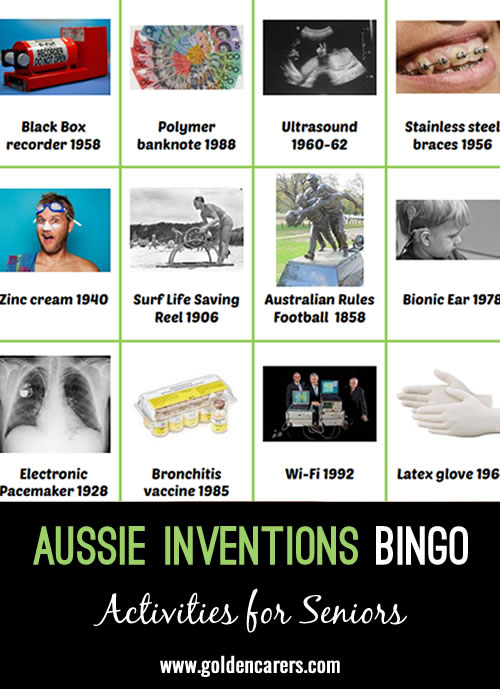 There are 23 Australian inventions shown here in these 4x4 bingo cards. I will use them for National Inventors Day on the 9th November.