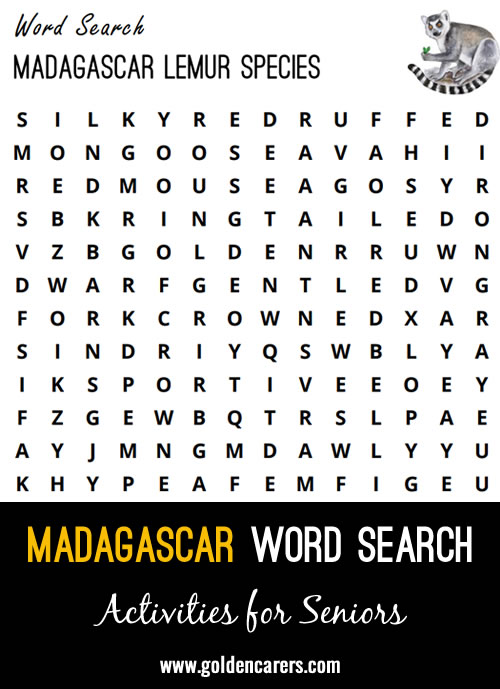 An Madagascar-themed word search to enjoy!
