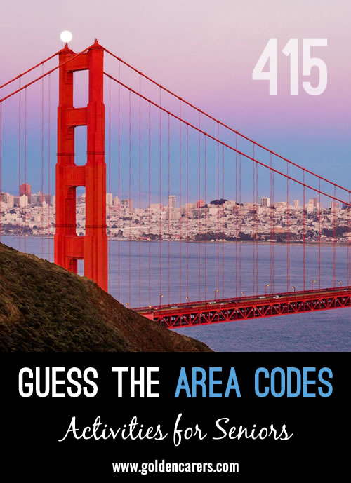 Each area code is listed with a picture to help guess the city it represents!