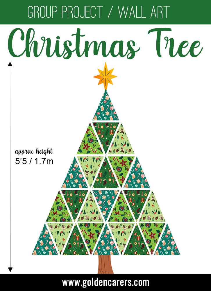 Here is another fun group project for residents!  This beautiful Christmas Tree wall art project is approximately 5'5 ft / 1.7m tall!