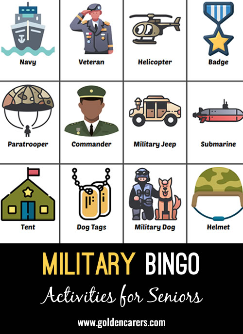 Here is a military bingo game!